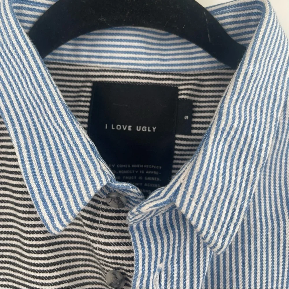 I Love Ugly Patchwork Button Down SS Shirt / small